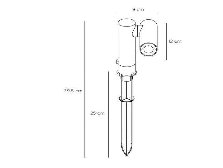 Tatum LED grondspies lamp met draaibare spot, zwart, Aluminium, Modern