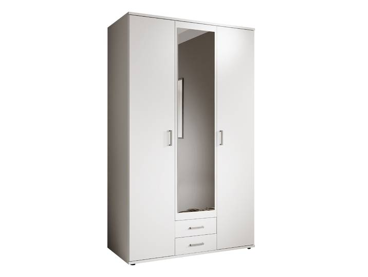 Drehtürenschrank - weiß - Spiegel - 195 cm