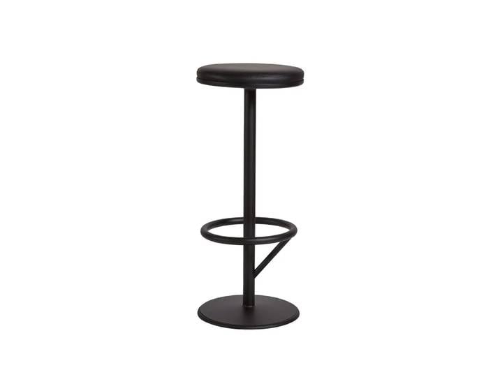 SMD Design Tabouret de bar Orbit haut noir mat, cuir noir