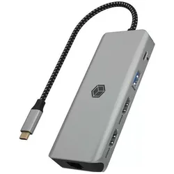 Icy Box IB-DK4012-CPD (USB-C, 9 Ports), Dockingstation + USB Hub, Grau, Schwarz