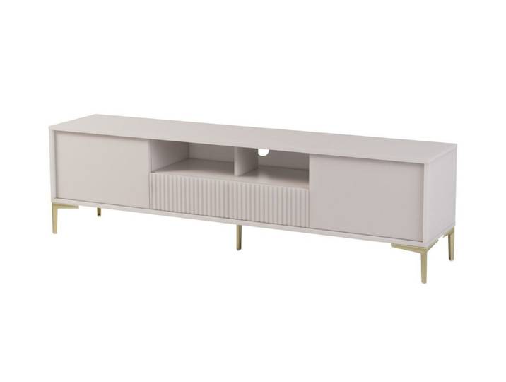 Xlmoebel Lowboard XLMOEBEL TV Lowboard aus Edelstahl und Holz mit Stauraum (Lowboard, 1 St., TV Lowboard), Made in Europa