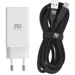 Neues GaN-Netzteil 65W USB-A + 2x USB-C QC PPS PD Encore Energy MD-6590R + USB-A auf USB-C Kabel 2m