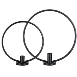 MARELIDA Stabkerzenhalter Ring schwarz 2er Set Kerzenständer Kerzenhalter Ringform