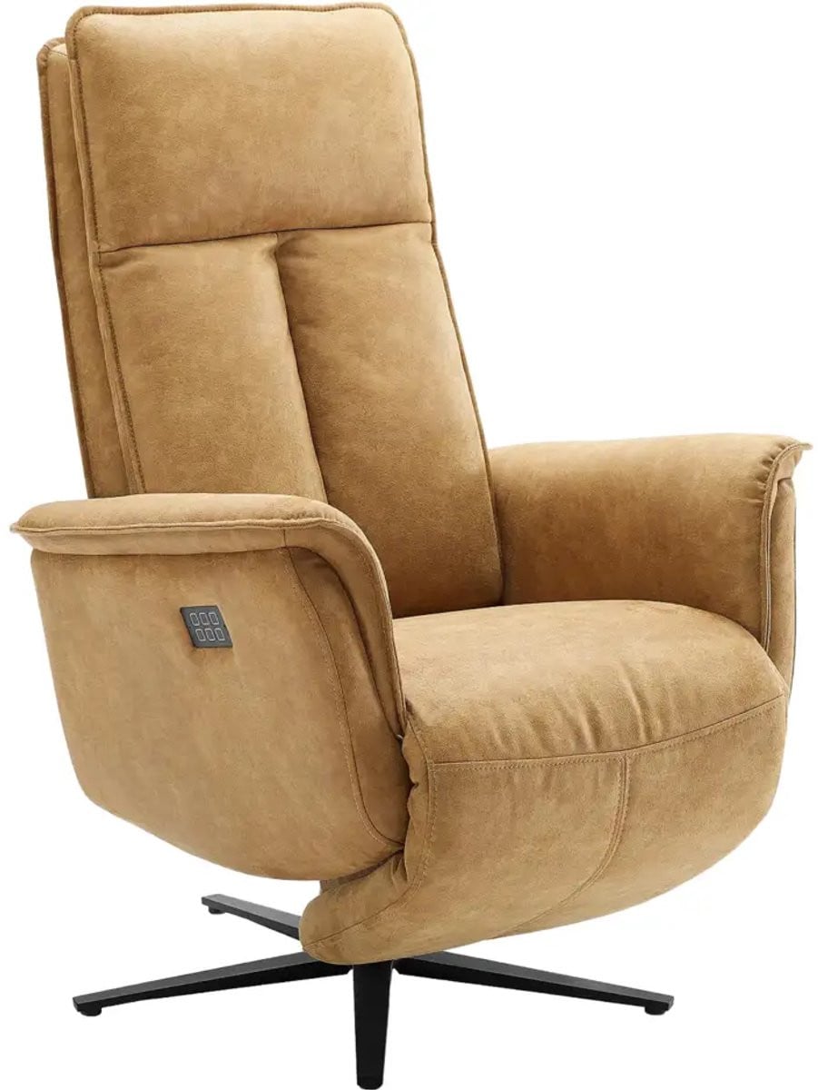 Goossens Fauteuil Odyssey - Bruin Leer - Met Armleuning