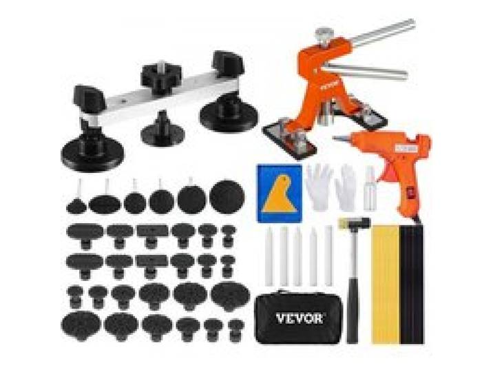 VEVOR 56-teiliger Brücken-Ausbeulen-Abzieher Dellen-Reparaturset, inkl. 20 Abziehlaschen & 6 x Brückenabziehlaschen, Aluminium Ausbeulwerkzeug Entfernung von Beulen, für Autos, Kühlschränken usw.