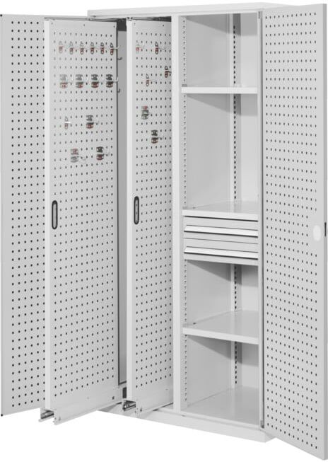 Kappes Vertikalschrank RasterPlan Mod. 81 RAL 7035 Tür innen Lochplatten mit Ausstattung (1465.02.3013)