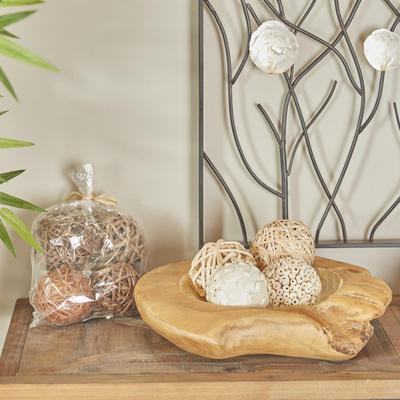 ARCILLA ELEMENTAL Brown Dried Plant Handmade Orbs & Vase Filler with Varying Designs (Set of 2)