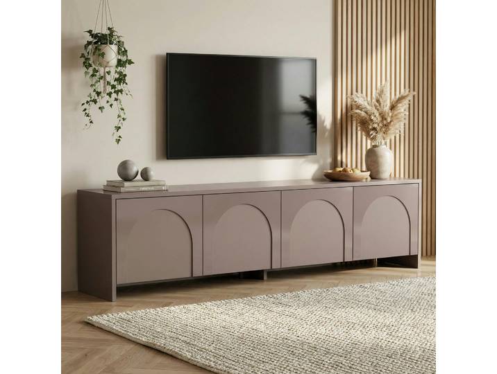 Meuble Tv Taupe 4 Portes Motif Arches Marfa