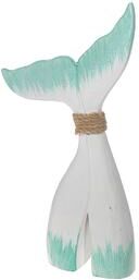 IH Casa Decor White & Turquoise Wooden Whale Tail Decorativer Medium