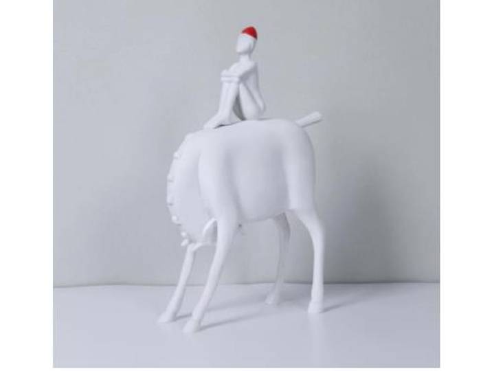 Figurine d'équitation minimaliste, artisanat, personnage blanc, Sculpture en résine, décoration de bureau, ornements, Statue de salle esthétique
