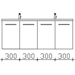 Pelipal Serie 6110 Waschtischunterschrank 6110-WTUS08, B:1200, H:480, T:450mm 6110-WTUS08