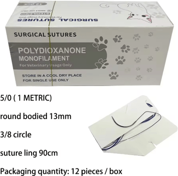 Inspire Picks Veterinary Absorbable PGA Suture Thread With Needle For Pet Surgical Training 5 0 Round Bodied