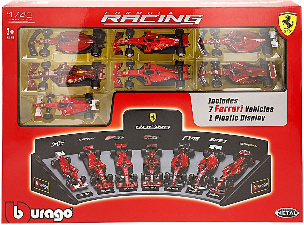 Burago Set 7 Coches Ferrari F1 Metal 1:43 Colorbaby Modelo Exclusivo.