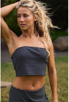 O'Neill s Adeline Stripe Tube Top in Black, Size Large, Elastane