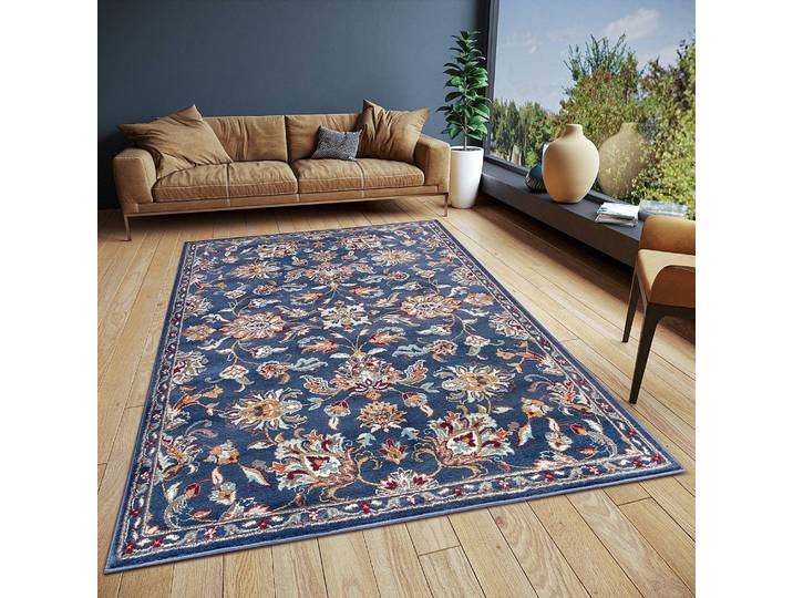 Orientteppich Caracci Blau/Dunkelblau 57 x 90cm Vorderseite Polypropylen Rückseite: Jute / Polypropylen