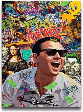 Inspire Curations 80s Gangster Graffiti Canvas Poster Retro Urban Street Art Wall Decor burgundy 30x40cm Unframed