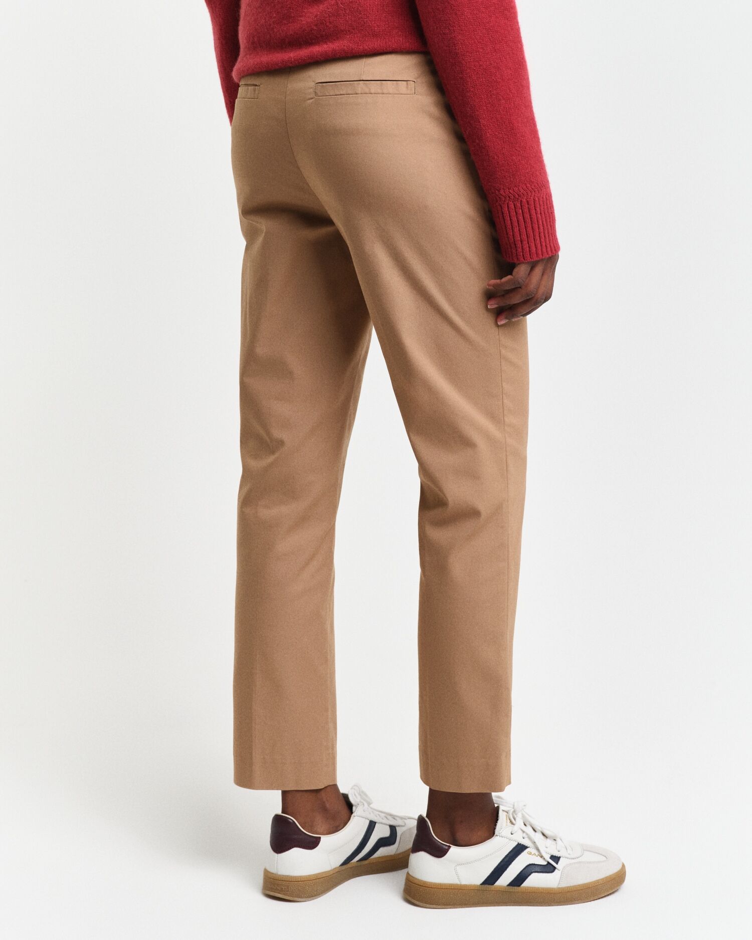 Stoffhose GANT "SLIM SLACK", Damen, Gr. 40, N-Gr, grün (warm khaki), Web, Obermaterial: 59% Baumwolle, 38% Polyamid, 3% Elasthan, slim fit normal, Hosen Stoffhose, mit Bügelfalten an Vorder- und Rückseite