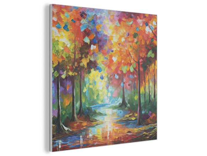 MuchoWow Akustikbild - Landschaft - Wald - Farben - Natur - 80x80, Mehrfarbig, Kunststoff, Quadratisch, 80x80x0.9 cm, Wandverkleidung, Akustikpaneele