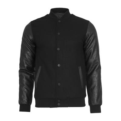 Allwetterjacke URBAN CLASSICS "Urban Classics Herren Oldschool College Jacket", Herren, Gr. S, schwarz, schwarz, 50% Wolle, 50% Viskose, mehrfarbig, normal, amerikanischer Ausschnitt, Jacken