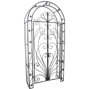 Garden-Pleasure Rosenbogen BAGANA, schwarz, mit Tür, aus Metall, freistehend, 108 x 229 x 40 cm