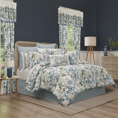 Evergreen Blue 4 Piece Comforter Set by Royal Court in Blue (Size QUEEN)