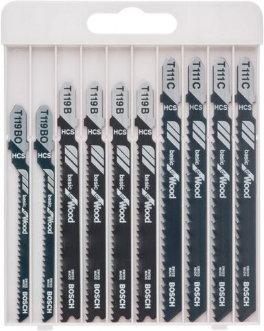 Bosch Lames de scie sauteuse Basic for Wood, set de 10 pieces 2607010629