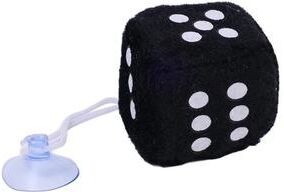 Inspired Living Retro Plush Dice Rearview Mirror Car Hanging Ornament black