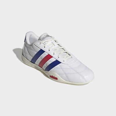 Sneaker ADIDAS SPORTSWEAR "GROUNDPULSE", Herren, Gr. 45, weiß (cloud weiß, semi lucid blau, pure ruby), Leder, Synthetik, Schuhe Sneaker