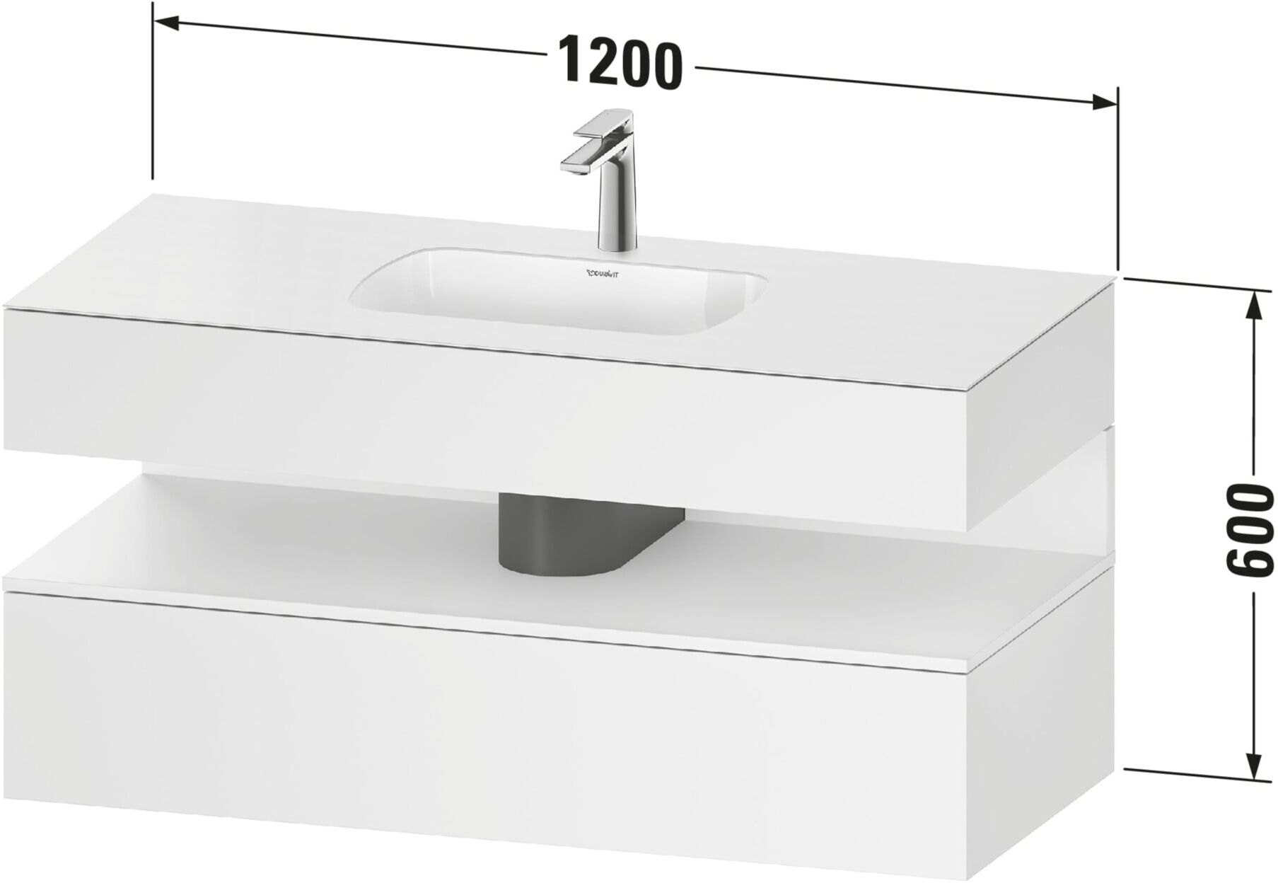 Duravit Einbauwaschtisch-Möbel-Set Qatego 120x55x60cm, graph ma, Konsolen-Waschtischunterbau (QA4787049490000)