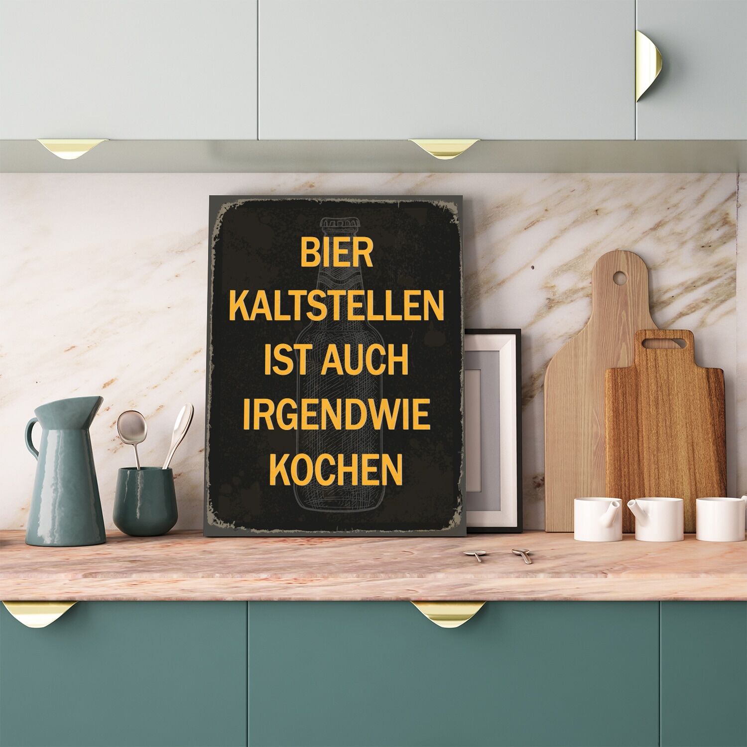 Metallbild QUEENCE "Bier kaltstellen Spruch Stahlschild Blechschild", schwarz (farbe bild(er): schwarz), B:20cm H:30cm T:0,2cm, Blech, Metall, Bilder, Metallbild, 20x30x0,2cm - mit 4 Lochbohrung farbe bild(er): schwarz B/H/T: 20cm x 30cm x 0,2cm, Metallbi