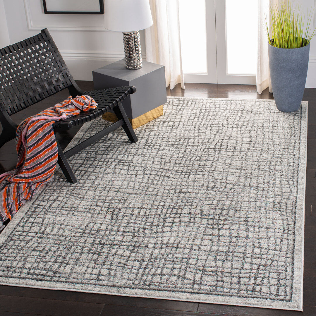 Rio Stonyford Geometric Area Rug Silver Rectangle 122 x 183 cm