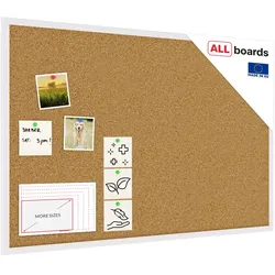 Allboards Pinnwand mit weißem Naturholzrahmen 90x60cm