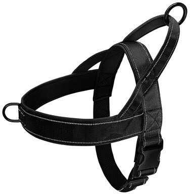 PetsAreLife Reflective No Pull Nylon Dog Harness, Adjustable Pet Walking, Training Vest For Medium, Large Dogs black m