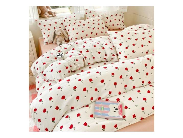 LuxusKollektion Jugendbettwäsche Bettwäsche 135x200 Mädchen Rosen Rot