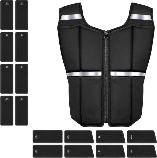Verstellbare Gewichtsweste - Trainingsweste - Krafttraining, Heimgebrauch - Hautfreundliches Silikon - Bis zu 20,4 kg - Schwarz