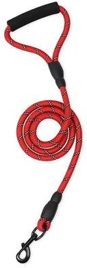 Snug & Styled SafeGlow Reflective Dog Leash With Comfort Grip For Medium & Large Dogs red