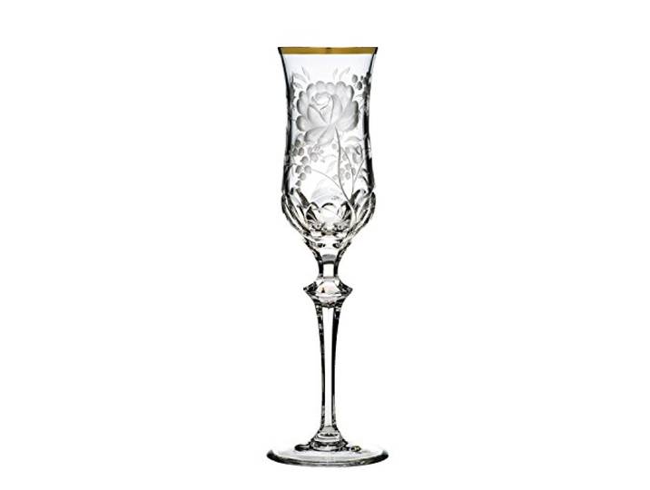 ARNSTADT KRISTALL Sektglas Primerose Gold (transparent / 26cm) Kristallglas mundgeblasen · handgeschliffen · Handmade in Germany · 24 Karat Goldrand