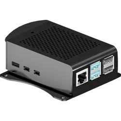 RPI5 CASE ALU02 - Gehäuse für Raspberry Pi 5, Alu, schwarz, inkl. Wandhalterung
