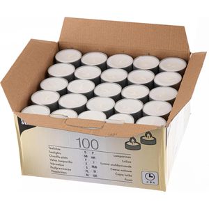 Papstar Teelichter 82674, weiß, Ø 38 mm, Höhe 22 mm, 8h Brenndauer, 100 Stück