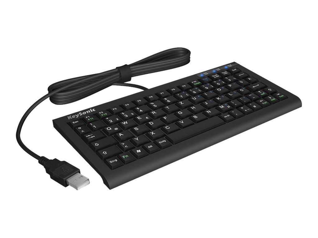 KeySonic ACK-3401U kabelgebundene Super-Mini-Tastatur - QWERTY UK - schwarz 60485