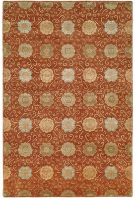 KALATY Nirvana Rust/Beige Wool Blend Floral Hand-knotted Area Rug