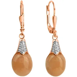 Zeeme Gemstones Ohrringe Silber 925 rhodiniert mit echtem Mondstein und Zirkoia-Steinen