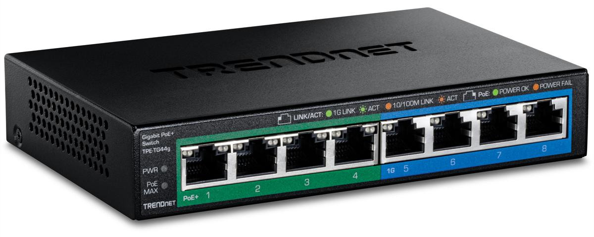 TrendNet TPE-TG44G Switch 8 Port Gigabit PoE+ 61W Metaal