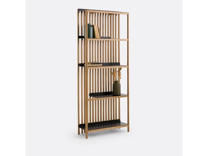 LA REDOUTE Bibliothèque à lattes chêne massif et métal acier, JAC Beige Chêne