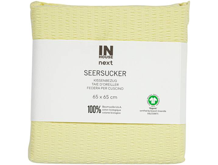 Inhouse Kissen Gots Seersucker 65x65 gelb