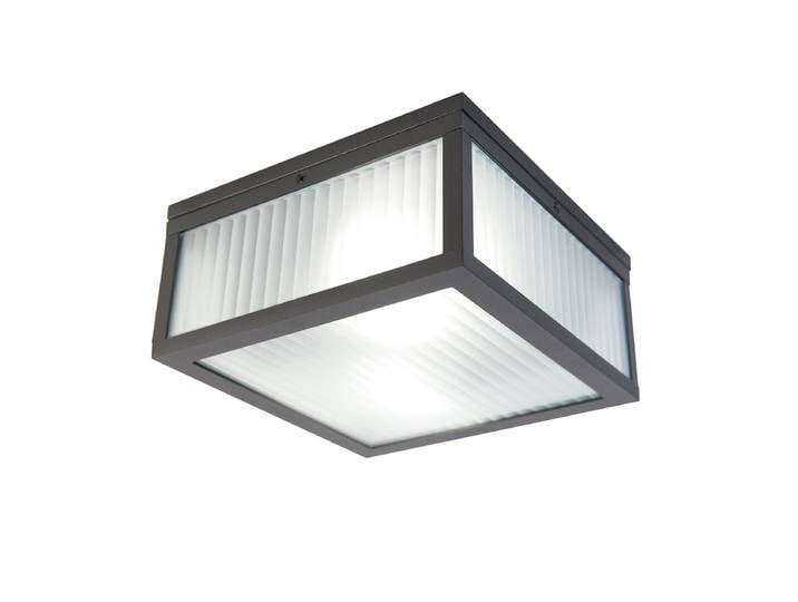 Plafonnier d'extérieur intelligent noir avec verre nervuré incl.