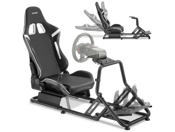 Fauteuil gaming - TECTAKE - Siège baquet PLAY compatible consoles inclinable 180° maximum 120kg - noir