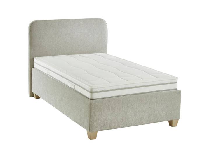 Beldomo - Sleep Polsterbett, Grau, Ecru, Holz, Buche, H4, Höhe ca. 26 cm, 120x200 cm, Made in EU, Goldenes M, Härtegradauswahl, Bezug abnehmbar/waschbar, optimale Belüftung, Tragegriffe, atmungsaktiv, schadstoffgeprüft, alternative Größen erhältlich, rundum abnehmbar,Federkernmatratze, Stoffauswahl, motorische Verstellung des Lattenrostes, Härtegradauswahl,mit Motorverstellung verstellbar, erhältlich, Schlafzimmer, Betten, Polsterbetten