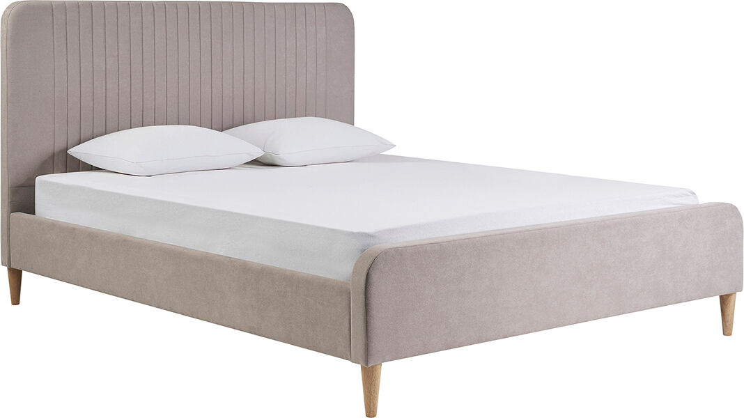 Miliboo Doppelbett 160x200 in Taupe-Stoff LINDSAY