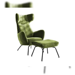 KAWOLA Sessel LOTTE Ohrensessel velvet olivgrün mit Hocker